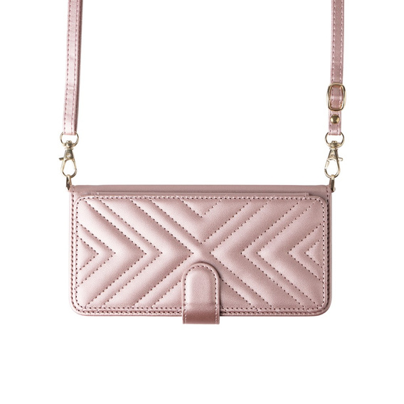 Puzdro s chlopňou pre Realme 14 Pro+ 5G, Crossbody Leather Wallet, ružové rose gold