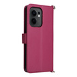 Puzdro s chlopňou pre Oppo Reno 13F 5G, Crossbody Leather Wallet, bordové