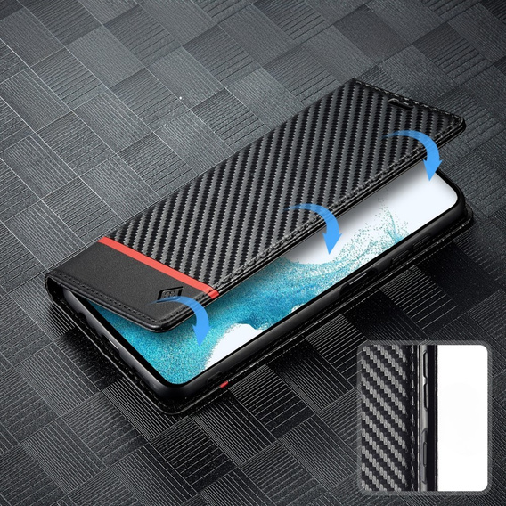 Klapkové puzdro pre Samsung Galaxy A55, Carbon LC.IMEEKE, čierne