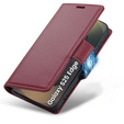 Puzdro pre Samsung Galaxy S25 Edge, ERBORD Glossy Litchi, flipová peňaženka, červené