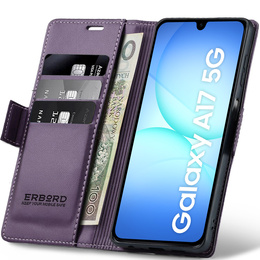 Puzdro pre Samsung Galaxy A17 5G, ERBORD Glossy Litchi, flipová peňaženka, fialové