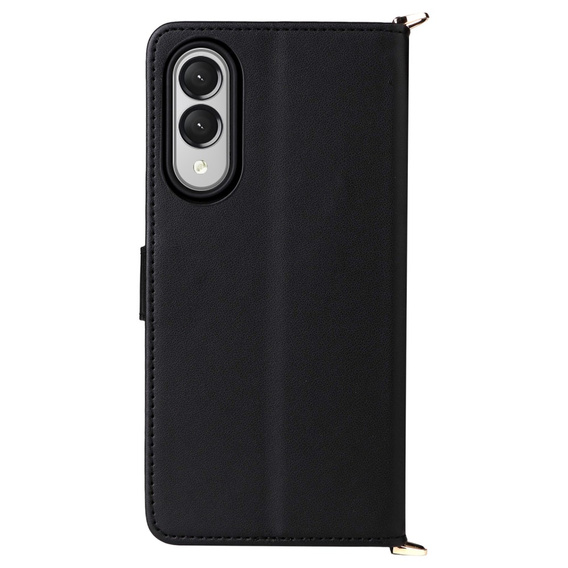 Puzdro s chlopňou pre Samsung Galaxy S25 Edge, Crossbody Leather Wallet, čierne