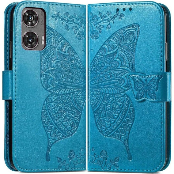 Klapkové puzdro pre Motorola Moto G85, Butterfly, modré