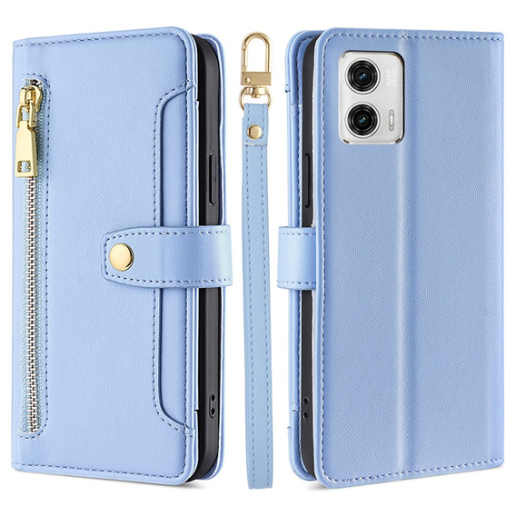 Klapkové puzdro pre Motorola Moto G73 5G, Wallet Zipper Pocket, modré