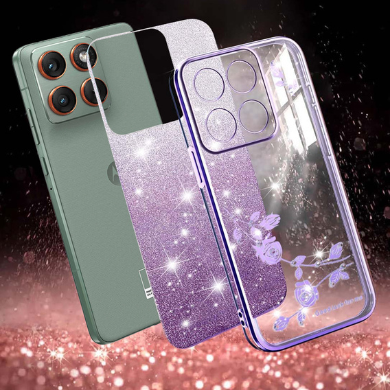 Puzdro Glitter Flower pre Motorola Edge 70
