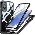 Puzdro pre Samsung Galaxy S25 Edge, Shockproof, so sklom, pre MagSafe, čierne