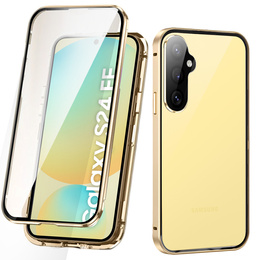 Puzdro pre Samsung Galaxy S24 FE, Magnetic Dual Glass, zlaté