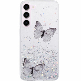 Puzdro pre Samsung Galaxy S24, Glitter Butterfly, biele
