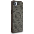 GUESS Obal na mobil pre iPhone 16E, 4G Ring Classic Logo, hnedé