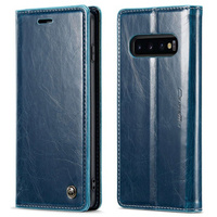 CASEME flipové puzdro pre Samsung Galaxy S10+ Plus, Waxy Textured, modré