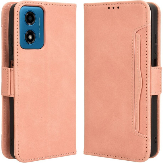 Klapkové puzdro pre Motorola Moto E14, Card Slot, ružové