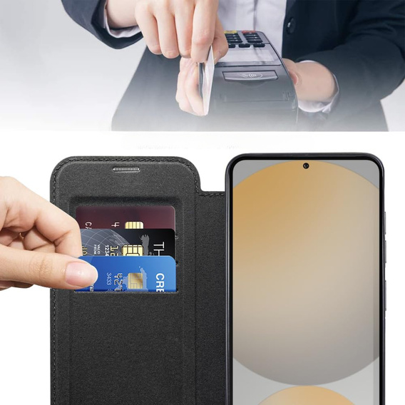 Klapkové puzdro pre Samsung Galaxy S25 FE, RFID Wallet MagSafe CamShield, čierne