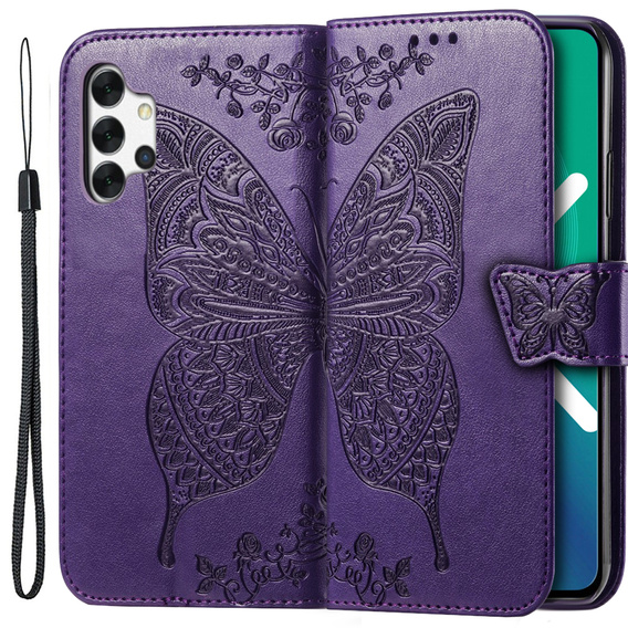 Klapkové puzdro pre Samsung Galaxy A13 4G, Butterfly, fialové