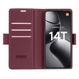 Puzdro pre Xiaomi 14T Pro, ERBORD Glossy Litchi, flipová peňaženka, červené