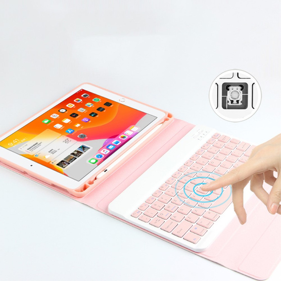 Puzdro + klávesnica iPad 10.2 7/8/9 gen 2019/2020/2021, Keyboard Cover Pen Slot, ružové rose gold