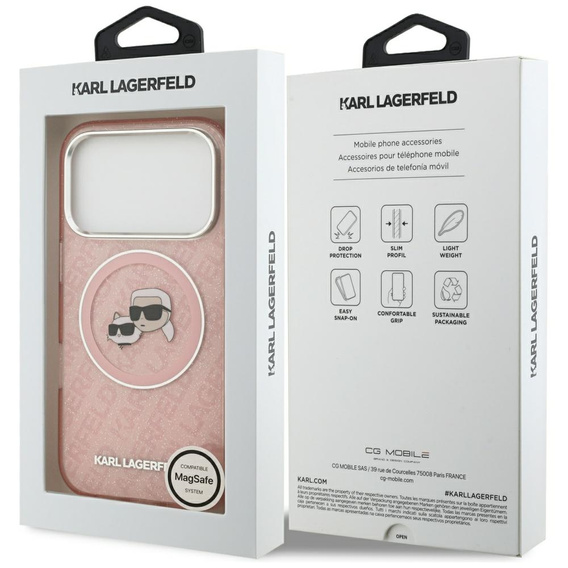 Karl Lagerfeld IML Glitter Karl & Choupette Heads Logo MagSafe puzdro pre iPhone 17 Pro Max