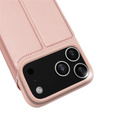 Puzdro Dux Ducis pre iPhone 17 Pro, Skin Pro, s chlopňou, s otvorom na kartu, ružové