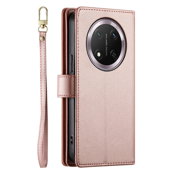 Klapkové puzdro pre Honor Magic 7 Lite, Wallet Zipper Pocket, ružové