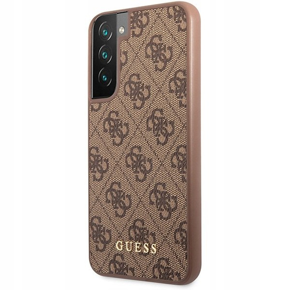 GUESS Obal na mobil pre Samsung Galaxy S23, 4G Metal Gold Logo, hnedé