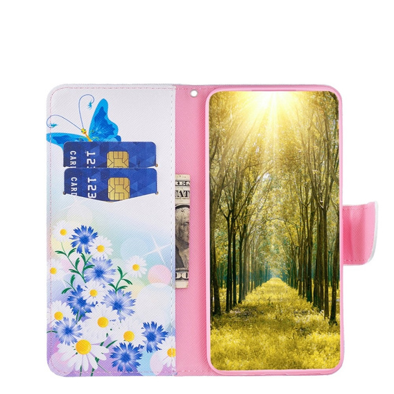 Klapkové puzdro pre Xiaomi Redmi Note 13 5G, Wallet, Butterfly & Flowers biele