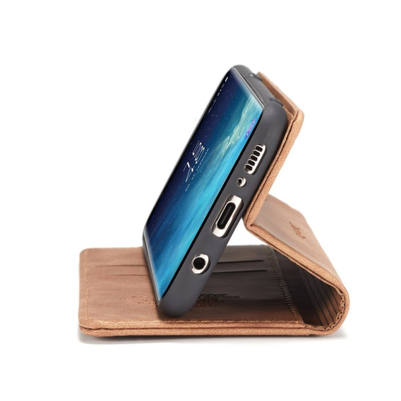 CASEME puzdro pre Samsung Galaxy S8, Leather Wallet Case, hnedé