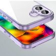 Puzdro pre iPhone 17, s krytom fotoaparátu, priehľadné s fialovými stranami