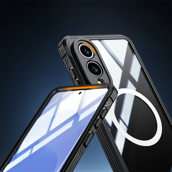 Puzdro pre Samsung Galaxy S25 Edge, Shockproof, so sklom, pre MagSafe, čierne