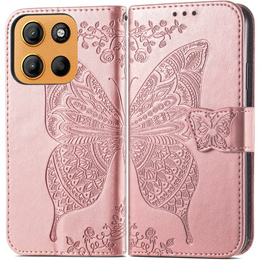 Klapkové puzdro pre Motorola Moto G15 / Motorola Moto G15 Power, Butterfly, ružové rose gold