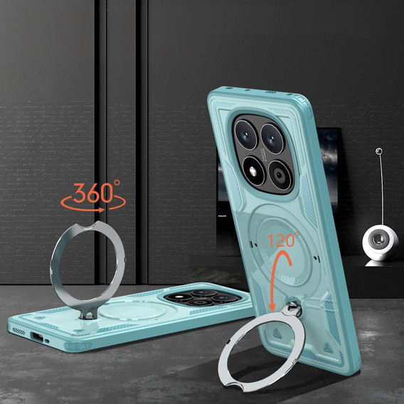 Puzdro pre Xiaomi Redmi Note 14 Pro 5G /  Poco X7 5G, Military MagSafe, modré + sklo 9H