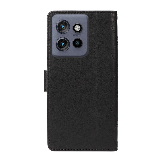 Puzdro s chlopňou pre Motorola Edge 50 Neo / Motorola ThinkPhone 25, Rhombus Crossbody Leather, čierne