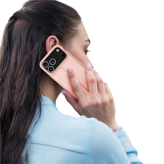 Puzdro Dux Ducis pre iPhone 17 Pro, Skin Pro, s chlopňou, s otvorom na kartu, ružové
