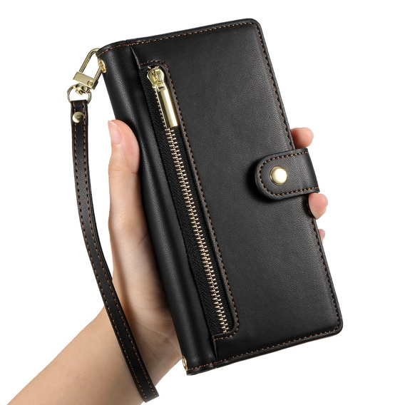 Klapkové puzdro pre Xiaomi 14T Pro, Wallet Zipper Pocket, čierne