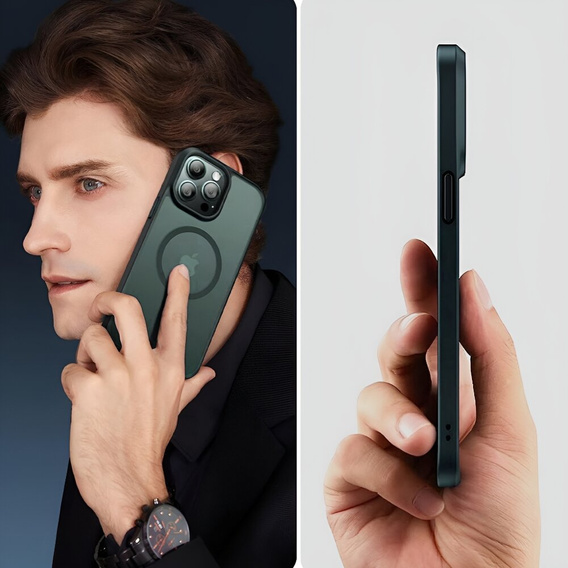 Puzdro pre iPhone 11 Pro, pre MagSafe, ERBORD Matt Case, zelený + sklo na displej