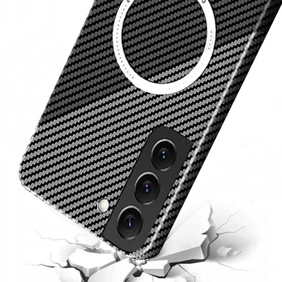 Obal na mobil pre Samsung Galaxy S22, Magsafe Slim Carbon, čierna / sivá