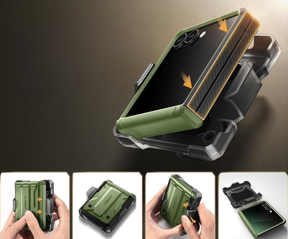 Puzdro Tongate MECH s MagSafe pre Samsung Galaxy Z Flip7 FE / Z Flip6, zelené