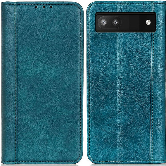 Obal na mobil pre Google Pixel 7a, Wallet Litchi Leather, zelený