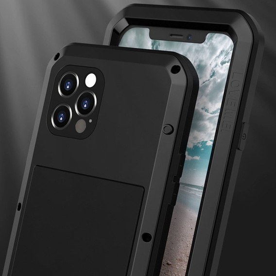 Love Mei Obal na mobil pre iPhone 12 Pro, armored with glass, čierne