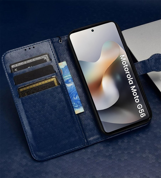 Flipové puzdro pre Motorola Moto G56 5G, Wallet Rhombus, modré