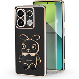 Puzdro pre Xiaomi Redmi Note 13 Pro 5G, Rabbit, čierne + tvrdené sklo 9H