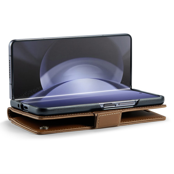 CASEME flipové puzdro pre Samsung Galaxy Z Fold6 5G, Litchi Wallet, hnedé