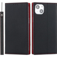 Klapkové puzdro pre iPhone 15, Litchi Skin Grain, čierne