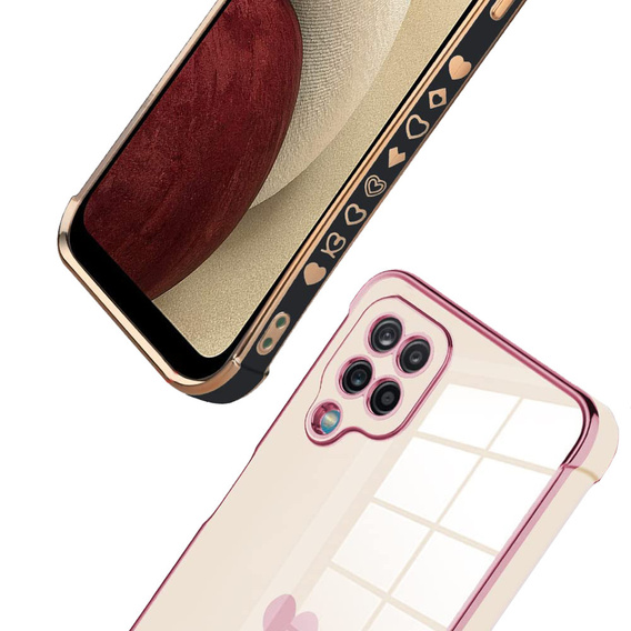 Obal na mobil pre Samsung Galaxy A12 / M12 / A12 2021, Electro heart, ružové rose gold