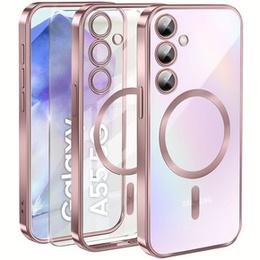 Puzdro pre Samsung Galaxy A55 5G, Electro MagSafe, ružové + sklo na displej