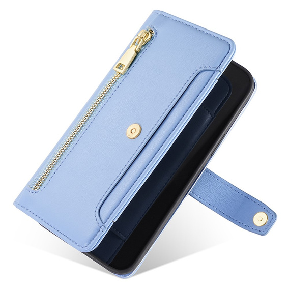 Klapkové puzdro pre Motorola Moto G54 5G, Wallet Zipper Pocket, modré