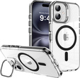 Puzdro pre iPhone 17, pre MagSafe, so stojanom, priehľadné s čiernymi vložkami