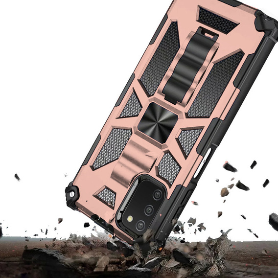 Obal na mobil pre Samsung Galaxy A03s, Armor Kickstand, ružové rose gold