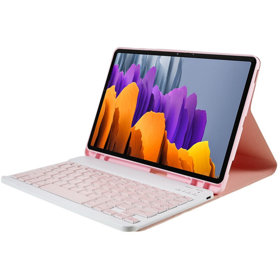 Puzdro + klávesnica Samsung Galaxy Tab S7 T870/T875 / S8, Pen Slot, ružové rose gold