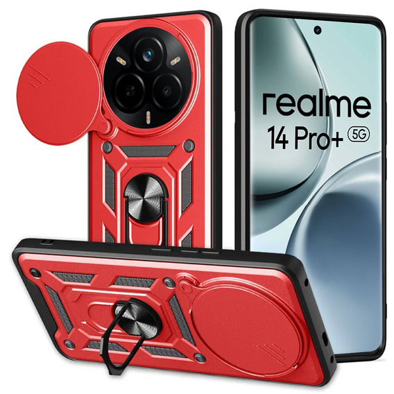 Obal na mobil pre Realme 14 Pro+ 5G, CamShield Slide, červené