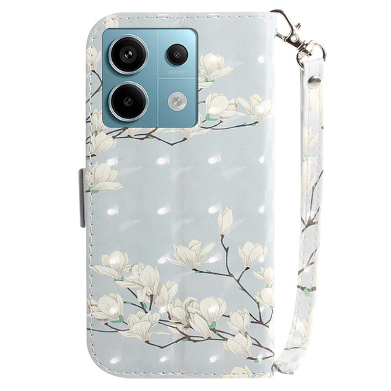 Klapkové puzdro pre Xiaomi Redmi Note 13 Pro 5G, Wallet, Magnolia Flowers sivé