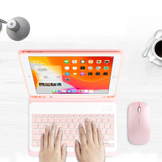 Puzdro + klávesnica iPad 10.2 7/8/9 gen 2019/2020/2021, Keyboard Cover Pen Slot, ružové rose gold